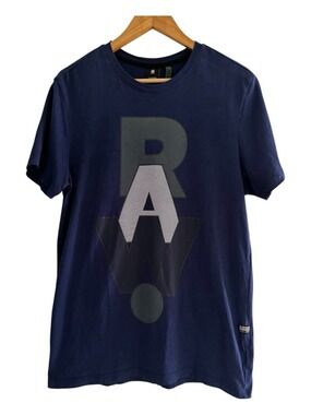 G Star Raw Logo Graphic Tee Navy Minimalist Streetwear